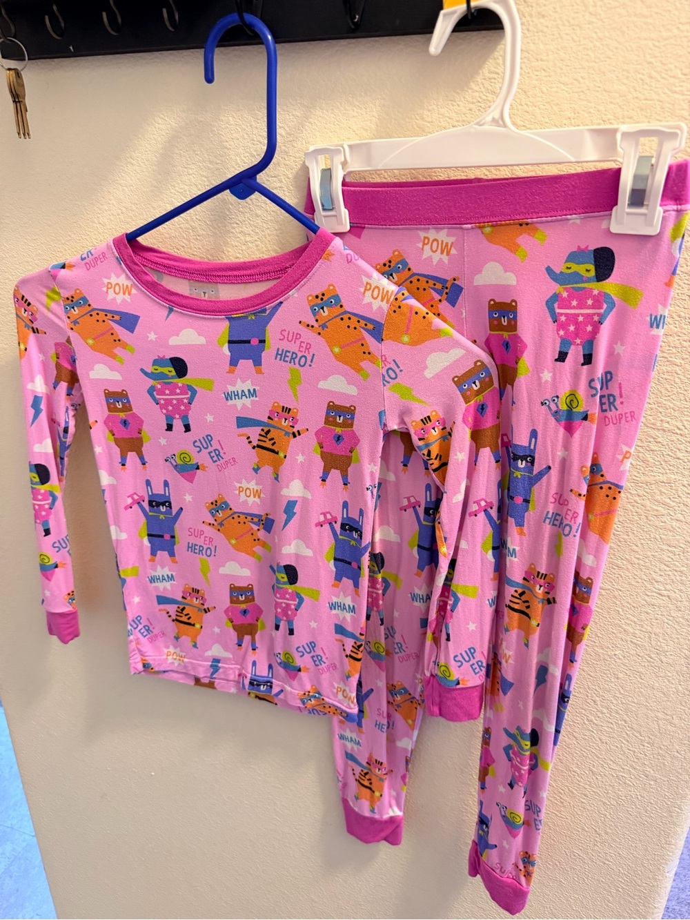 Little Sleepies Pink Superhero Animal Print Pajama Set
